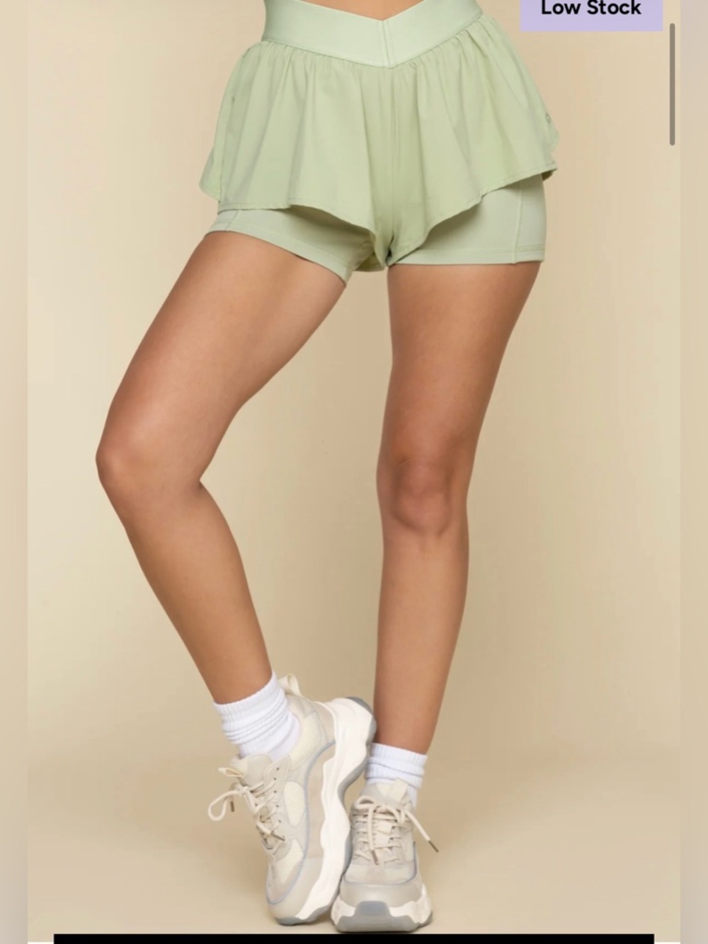 Popflex on the run ruffle short pistachio medium